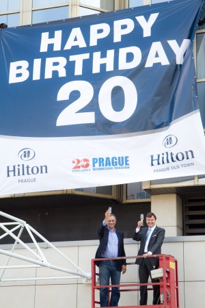 Carlo Capalbo, President and Founder, Prague International Marathon; Michael Specking, Cluster General Manager, Hilton Prague & Hilton Prague Old Town